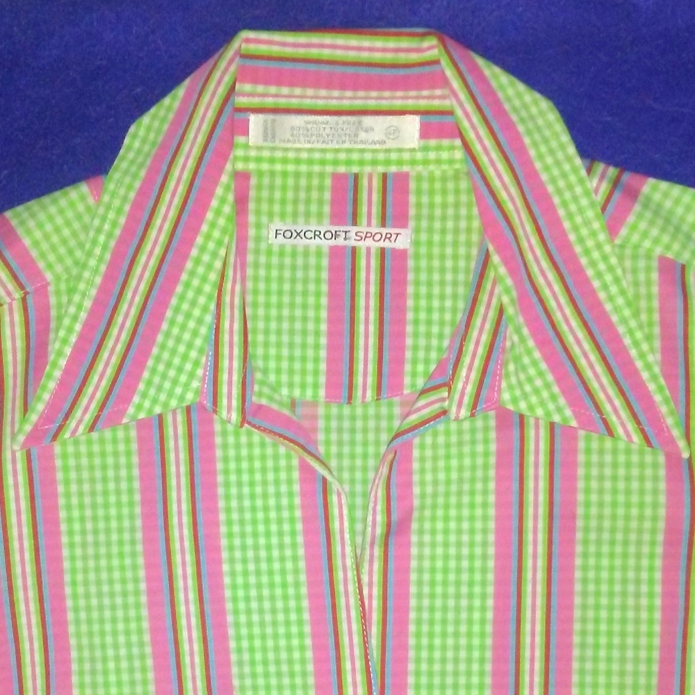 FOXCROFT SPORT green pink wrinkle free size #4P